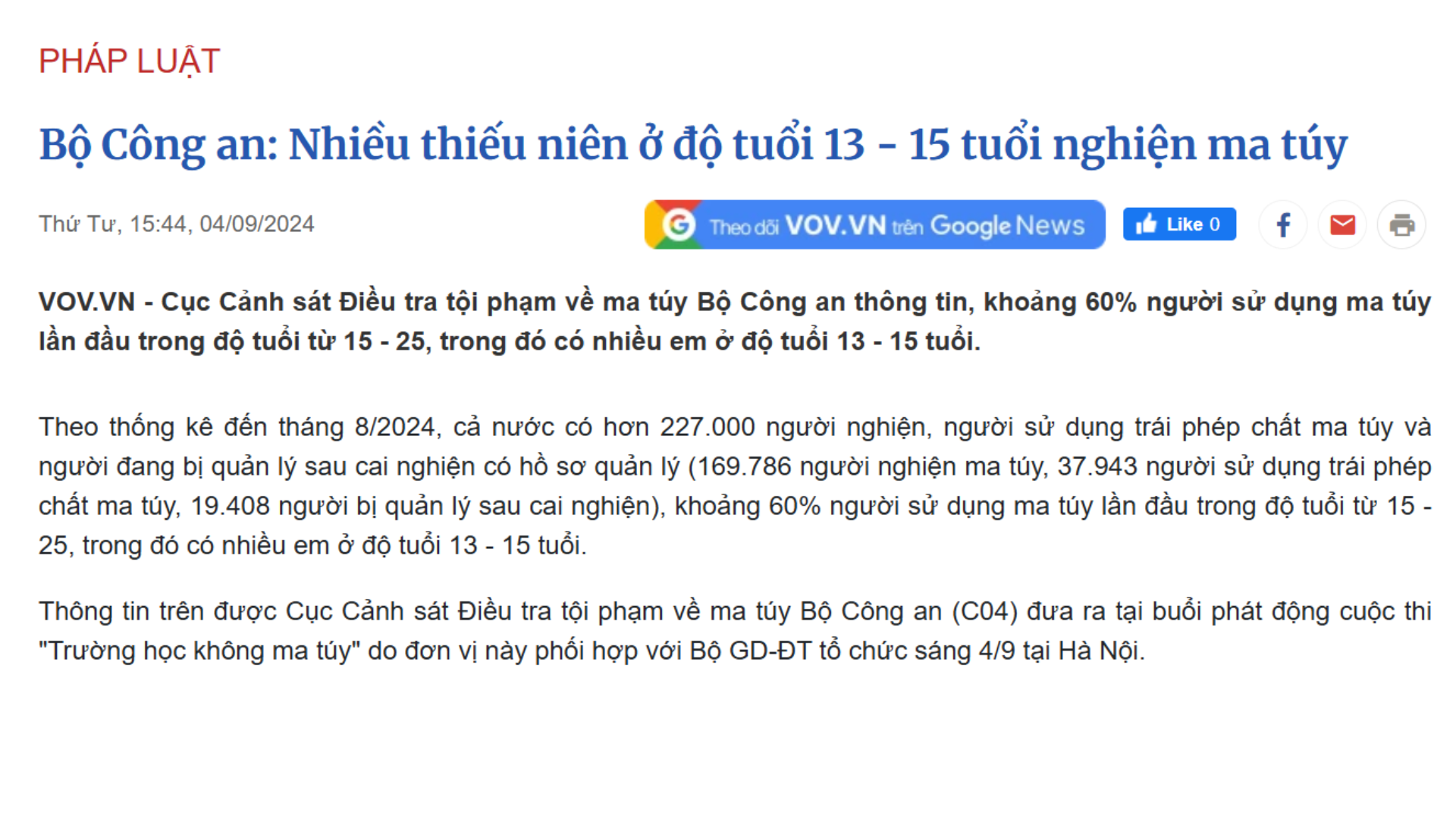 Thực trạng Ma túy - Chất gây nghiện học đường