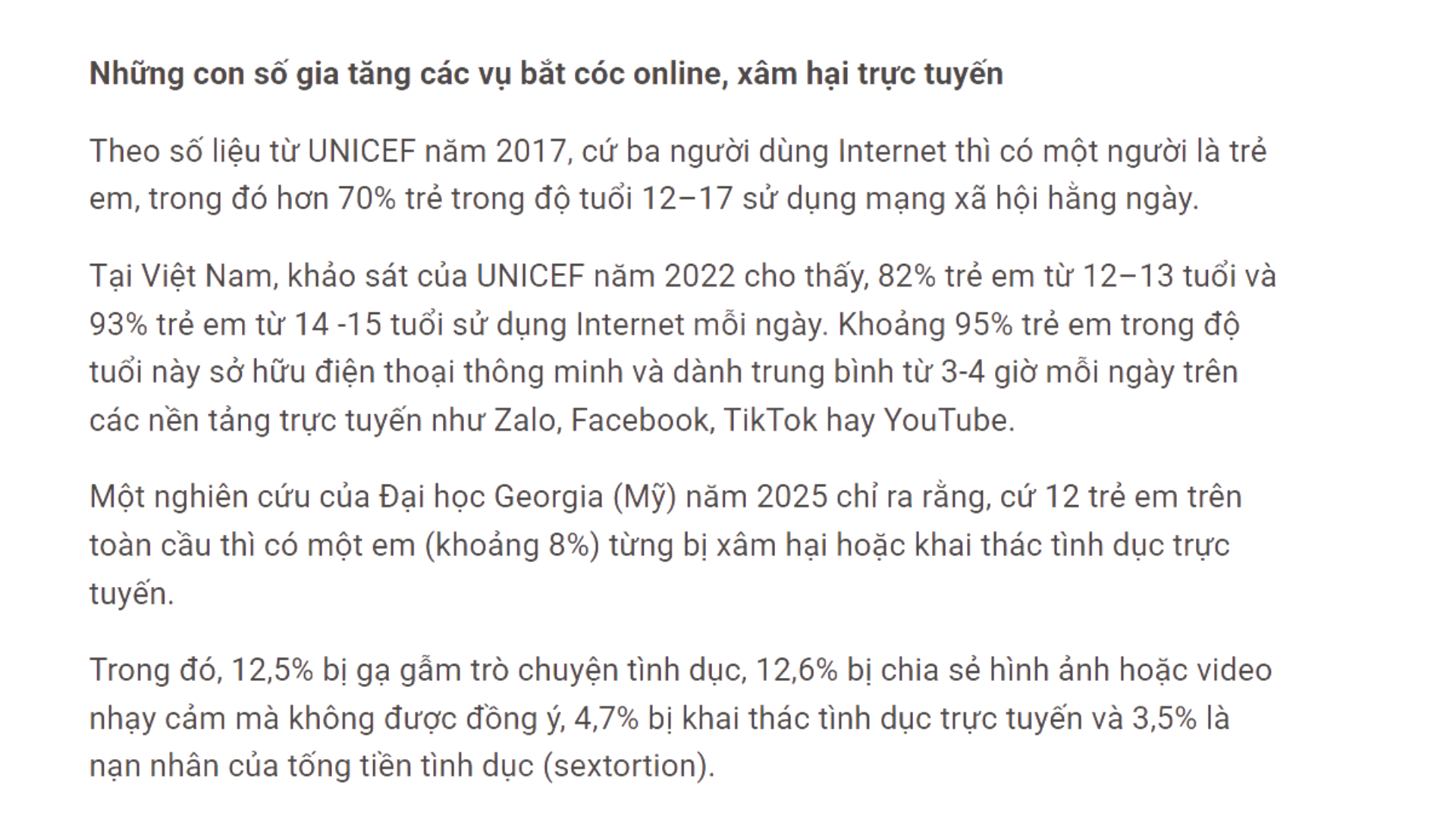 Thực trạng Bắt cóc online - Xâm hại trực tuyến